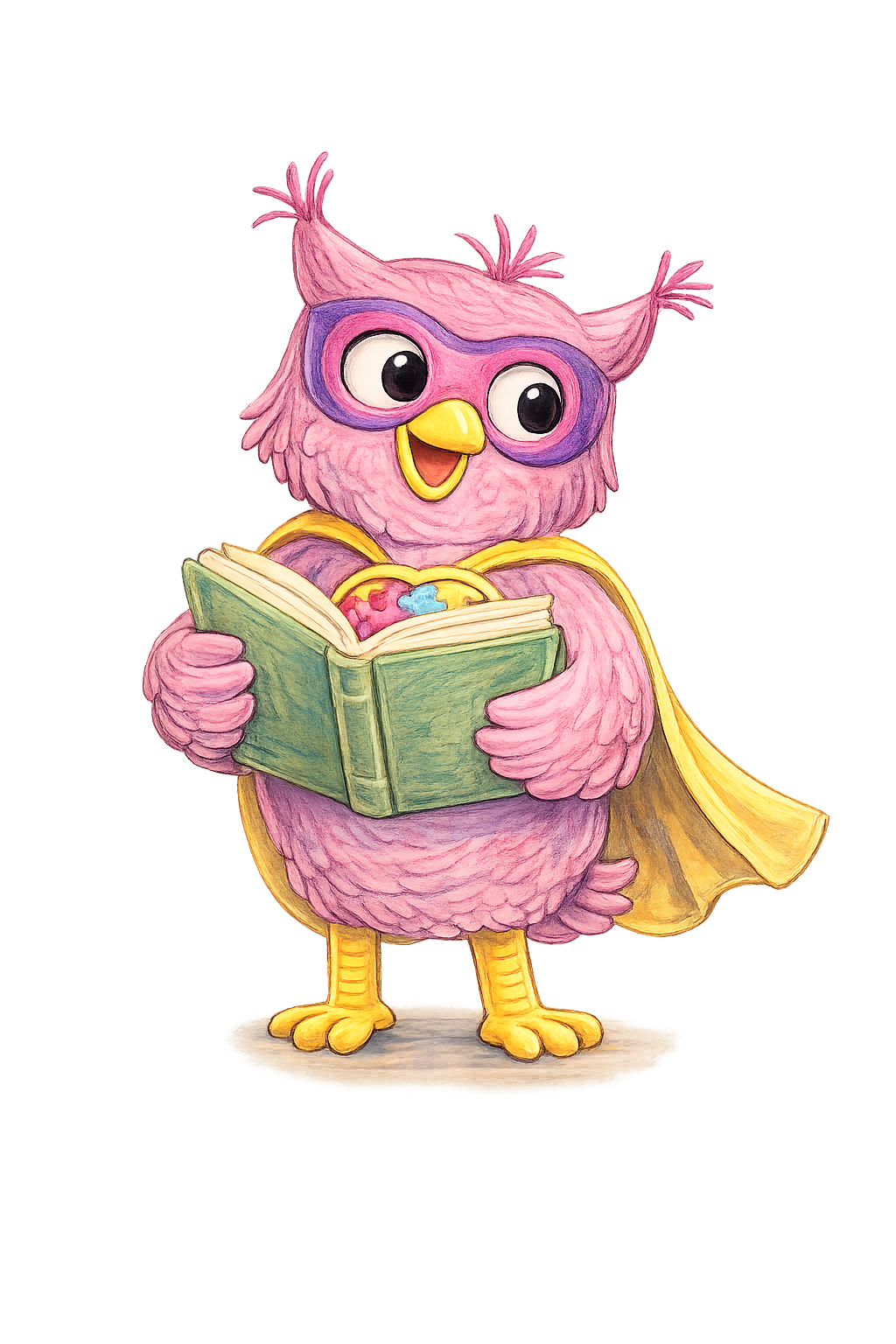 Superhelden Eule Luna Neurodivergenz mit Buch Superhelden Eule Luna Neurodivergenz mit Buch in den Flügeln